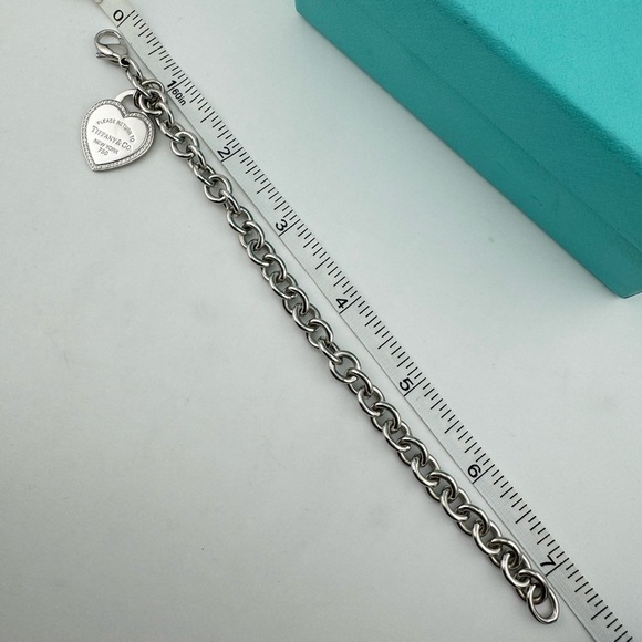 RARE Return To Tiffany & Co. 18k Diamond Heart Bracelet in White Gold 30g - Picture 8 of 9